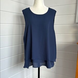 Zach & Rachel Navy Sleeveless Layered Top, Size XL, Like new !